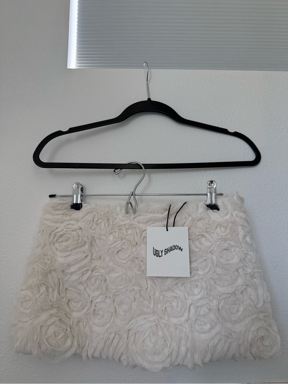 Cream Rose Fur Mini Skirt